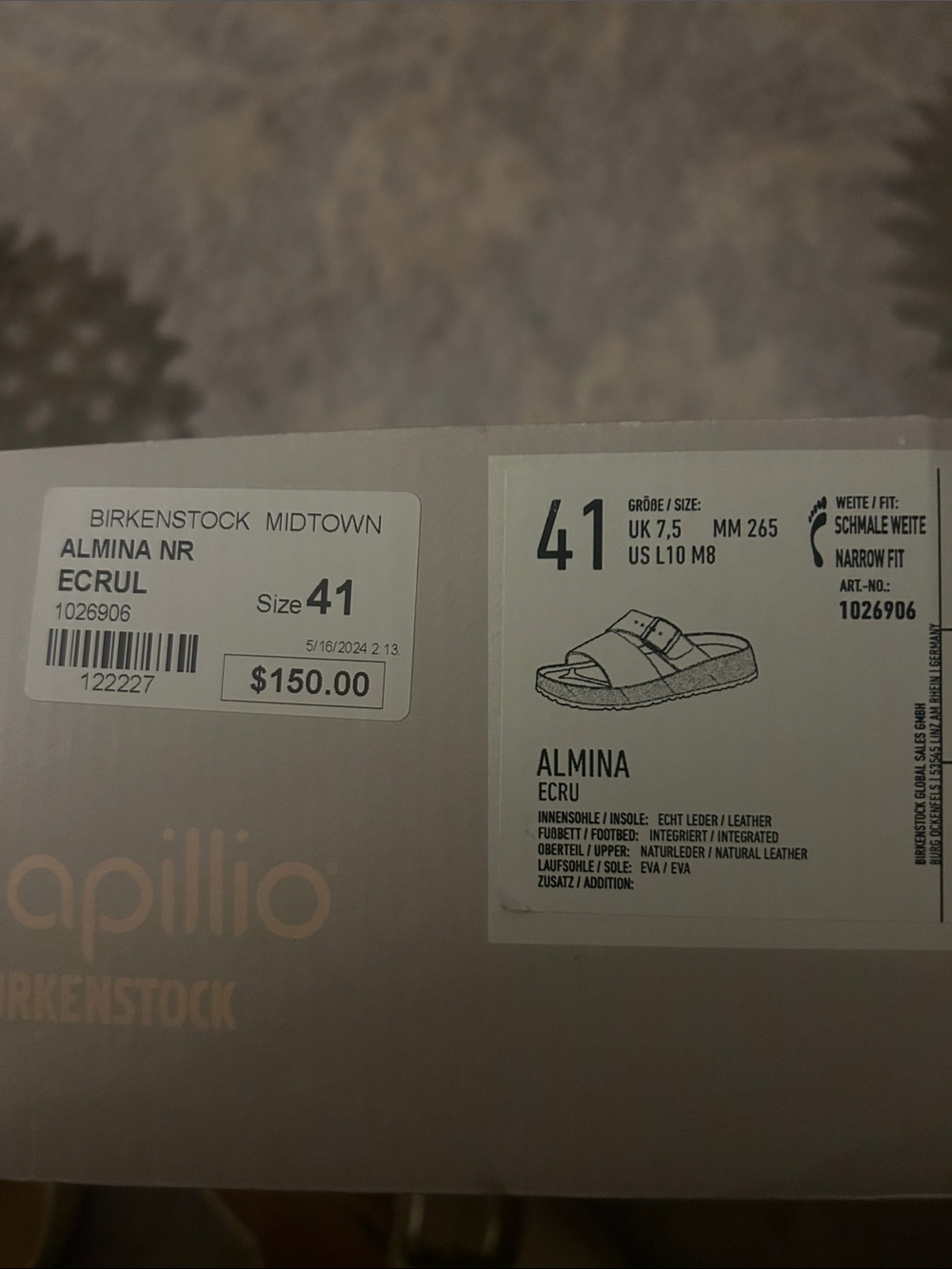 NWB Papillio by Birkenstock Almina Platform Sandals Size US10 /41 Ecru Cream - Picture 3 of 6